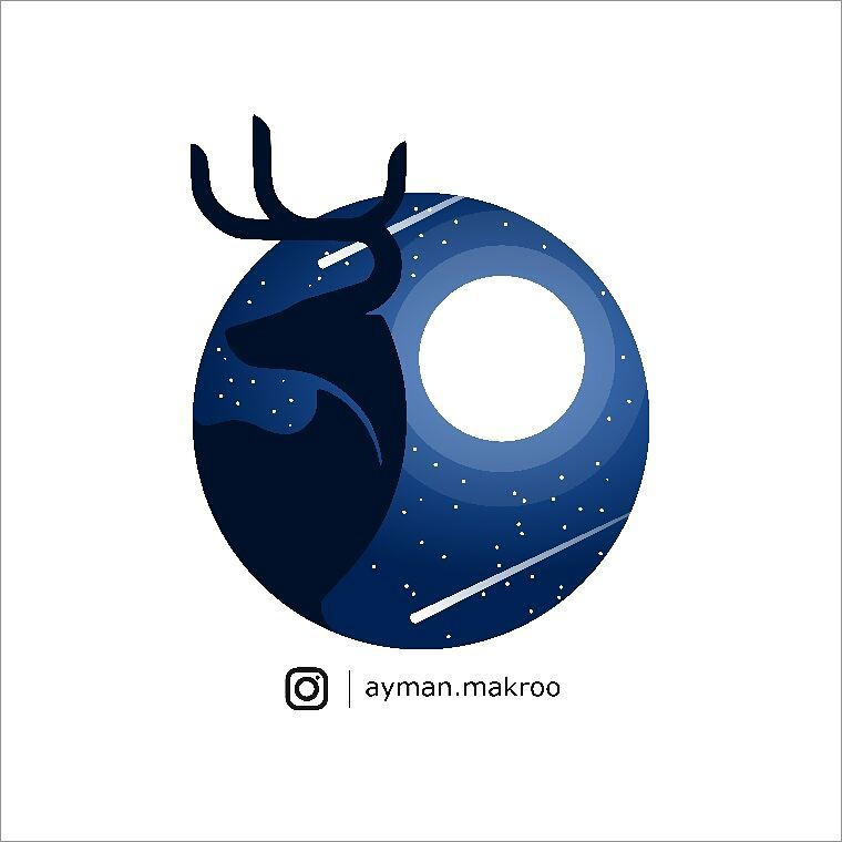 Deer in the night sky vector illustration