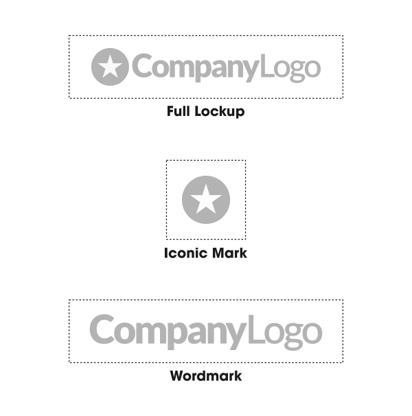 Three different logo structures