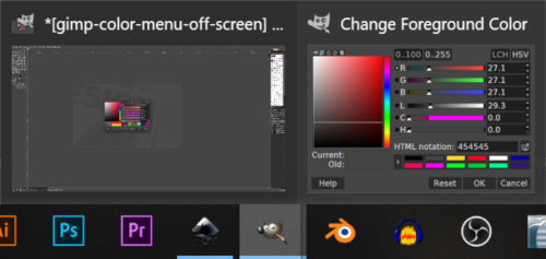 Color menu not appearing