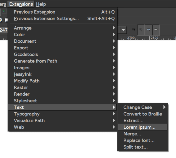 How to generate Lorem Ipsum text with Inkscape