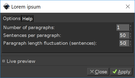 Lorem Ipsum menu