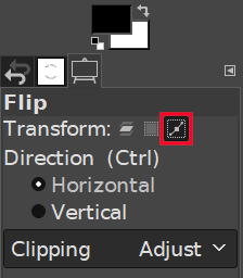 GIMP flip tool menu