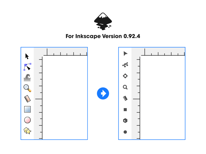 New Inkscape icons before and after