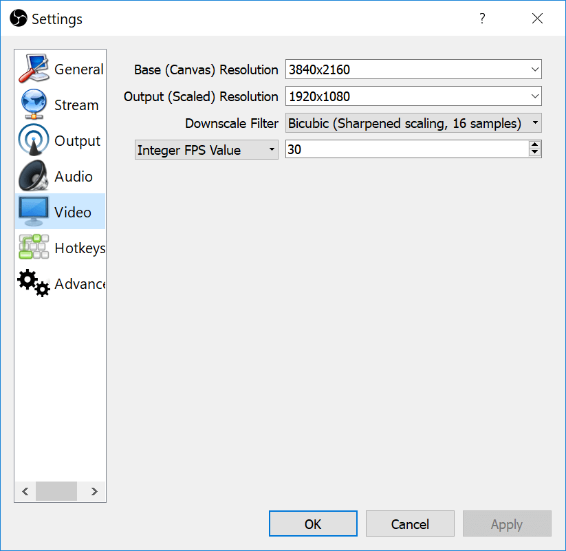 OBS output controls