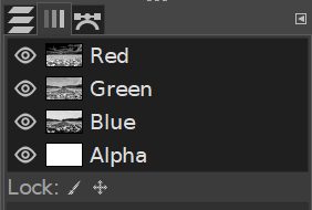 GIMP color channel menu