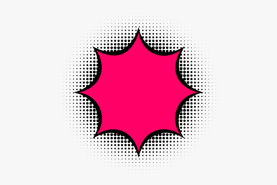 Star with black outline and placed above halftone pattern