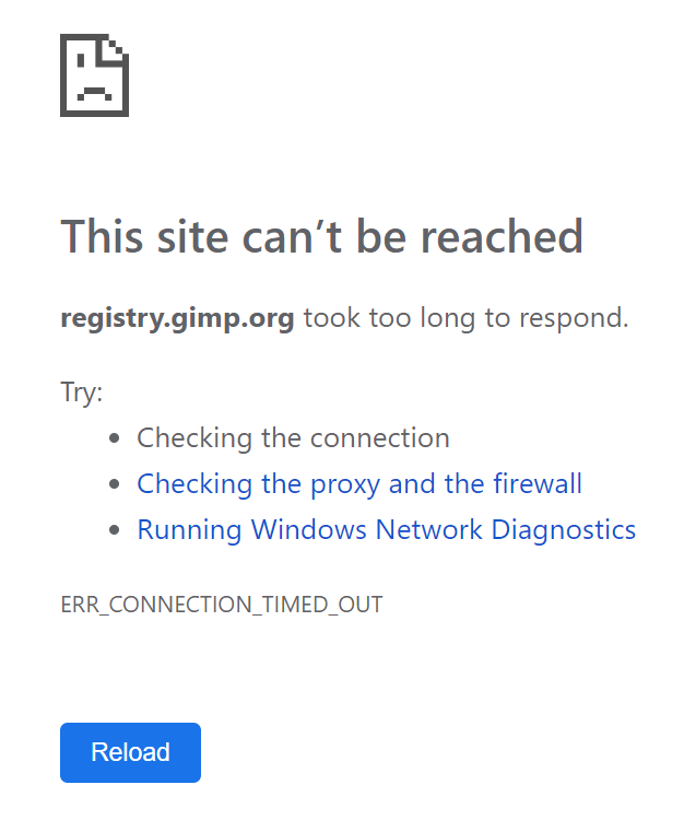 Registry error on the download page