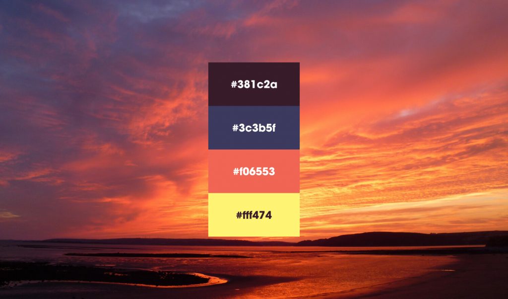 Beach sunset color palettes