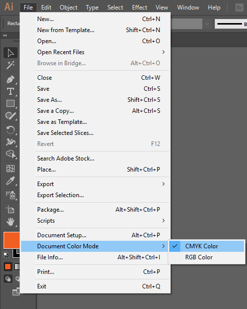 Changing color mode to CMYK with Illustrator