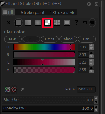 Inkscape's fill and stroke menu