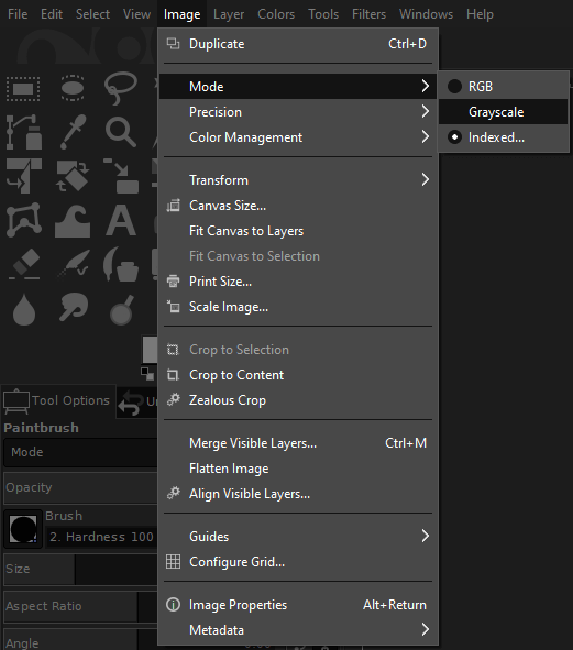 Color mode menu