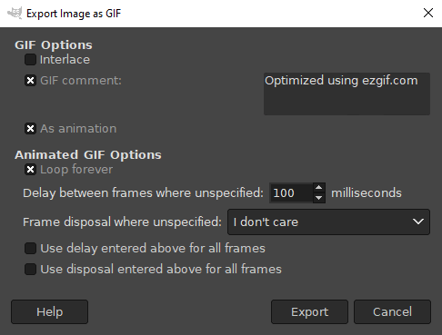 export GIF menu