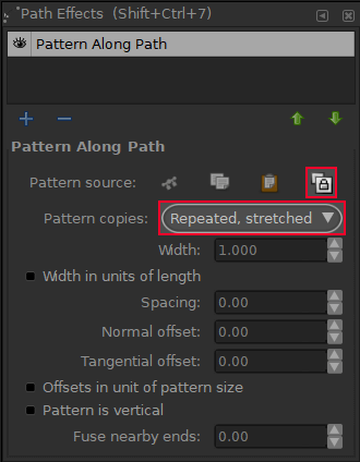 Pattern along path menu