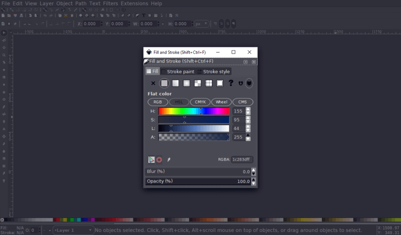 Inkscape fill and stroke menu not showing