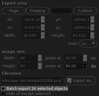 Batch export menu