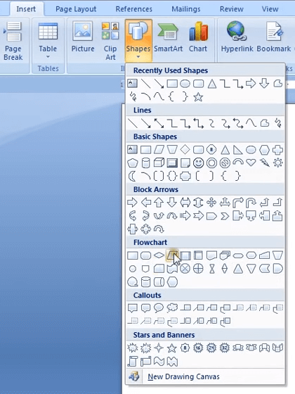 Microsoft Word shapes