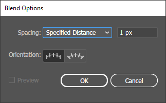 Illustrator Blend Options menu