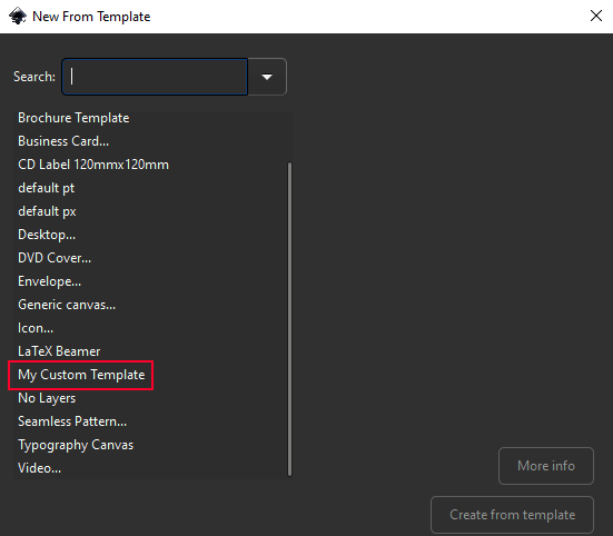 Custom template added to the templates library in Inkscape