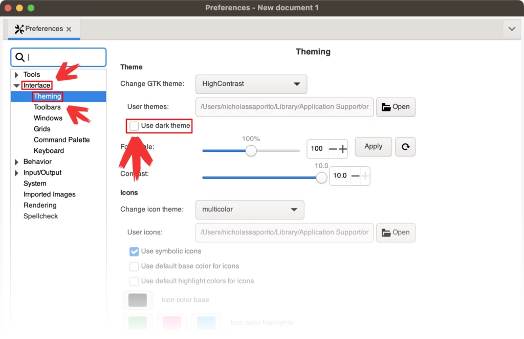 Dark theme preferences