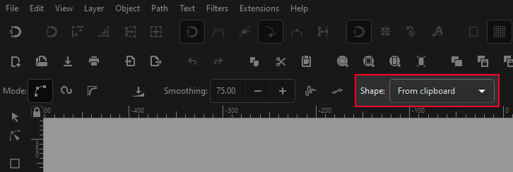 Pencil tool shape settings