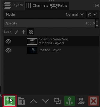 Floating layer to new layer