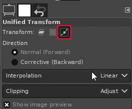 Unified transform tool settings