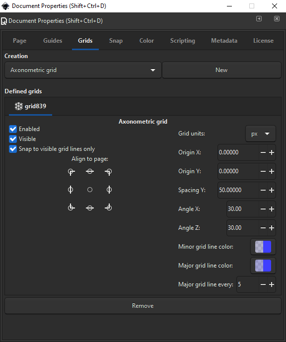 Document Properties menu