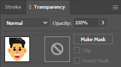 Transparency menu in Illustrator