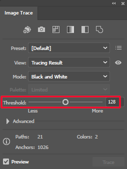 Threshold slider