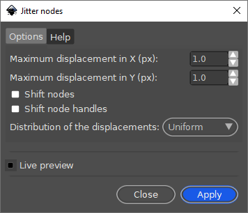 Jitter Nodes menu