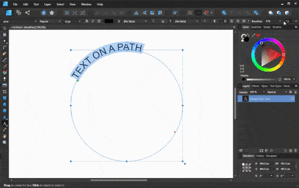 Reversing the text path