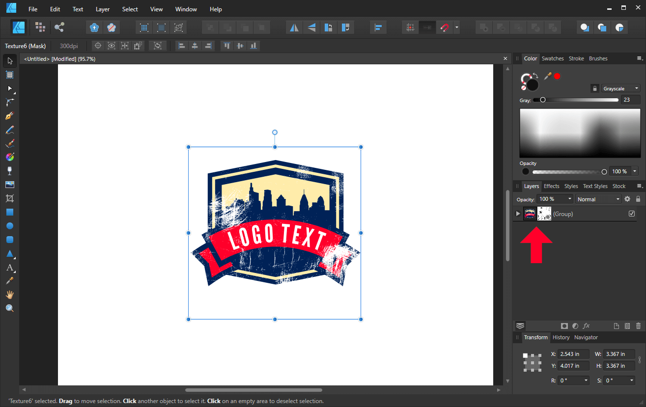 How To Apply A Texture Overlay with Affinity Designer – Logos By Nick