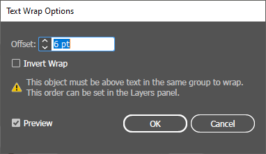 Text Wrap Options menu