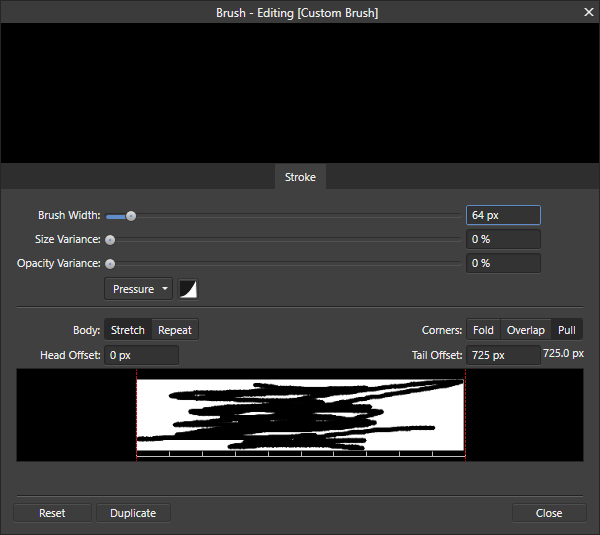 Brush editor menu