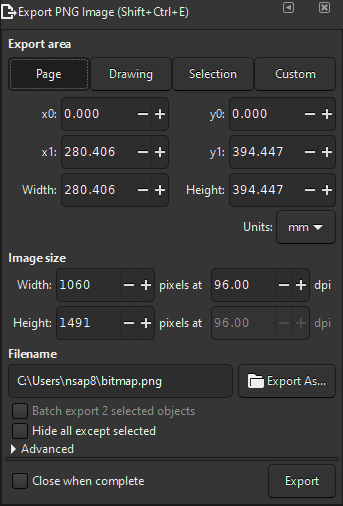 Export presets