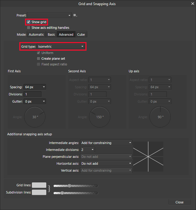 Grid settings