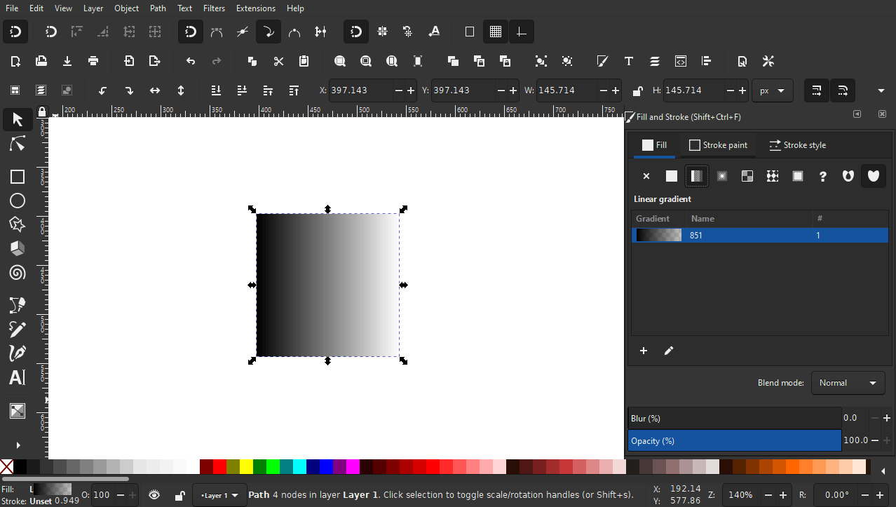 Linear gradient applied