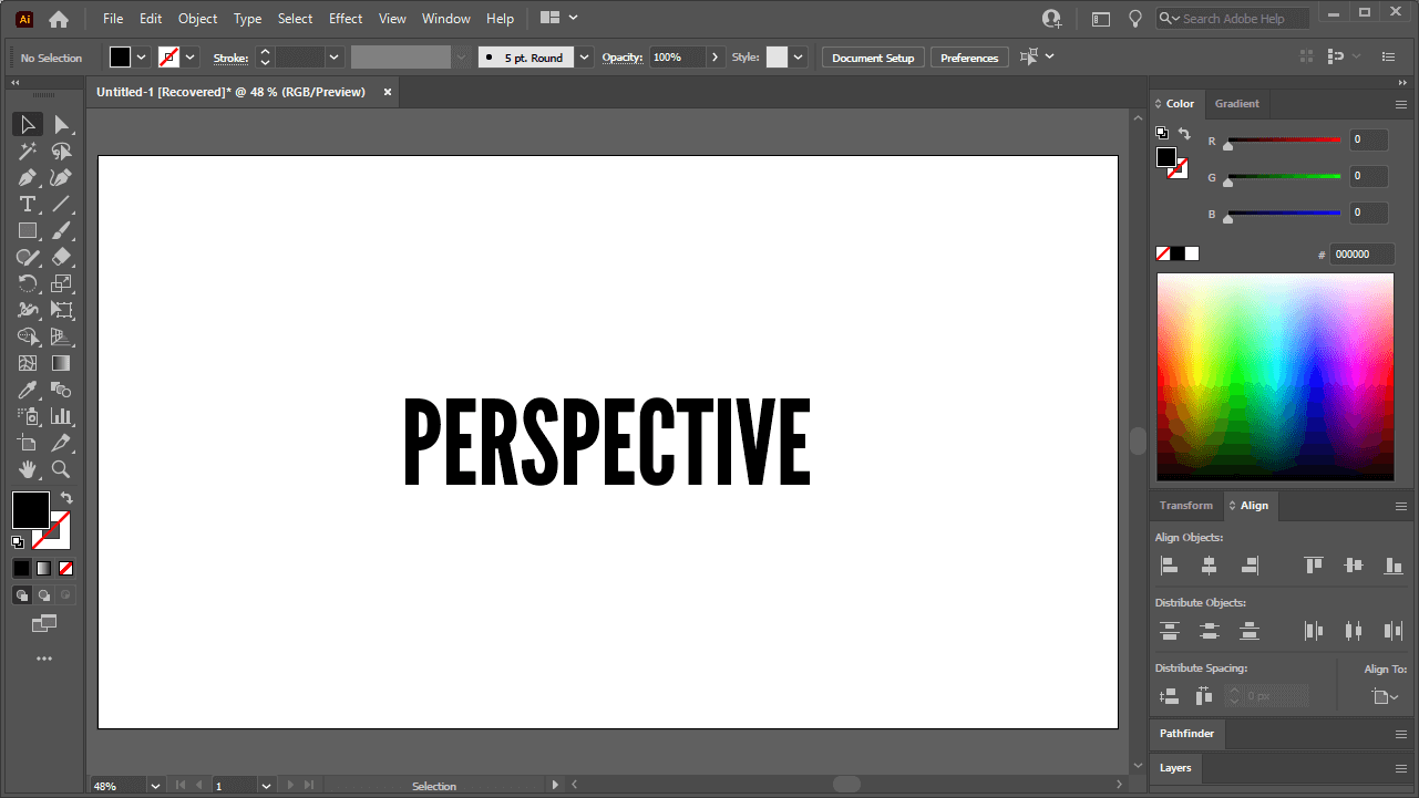 perspective distort text illustrator