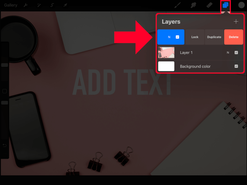 Delete text in Procreate