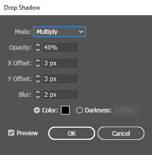 Drop shadow menu