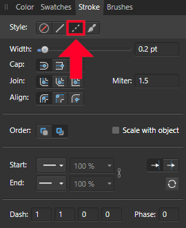 Dashed setting