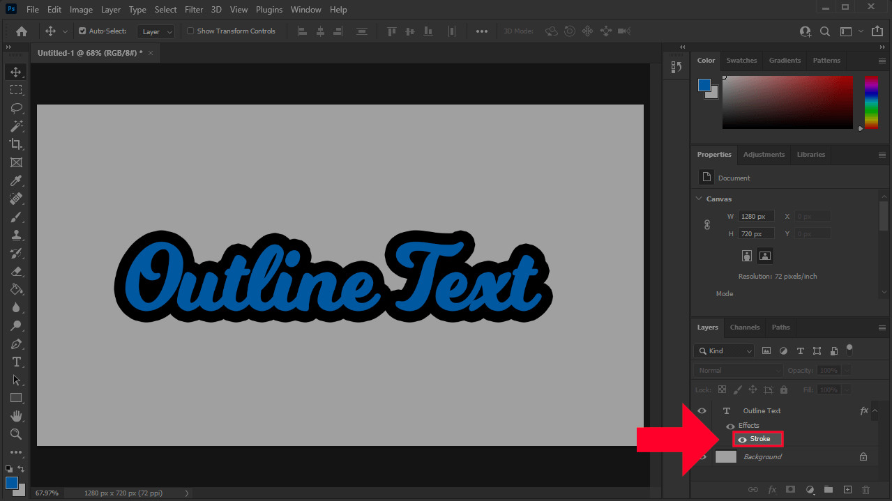 outline text in photoshop