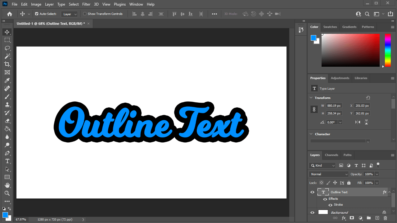 outline text photoshop ipad