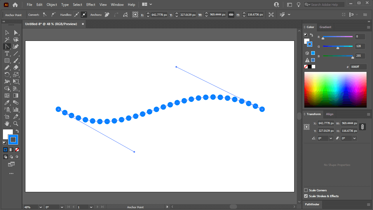 curved dotted line