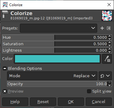 Colorize menu