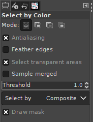 Select By Color tool settings