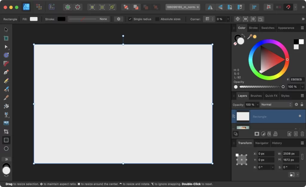 Drawn rectangle