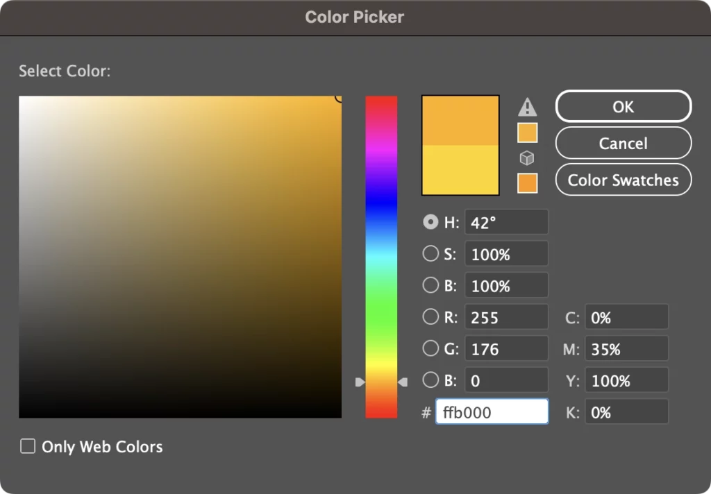 Color selector menu