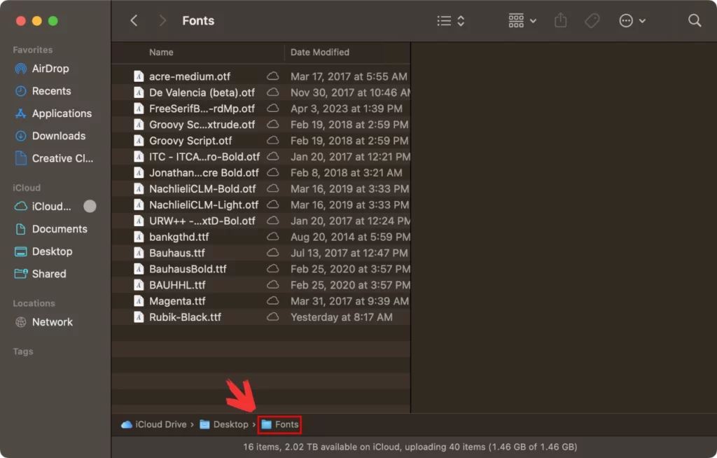 Copying the address on Mac