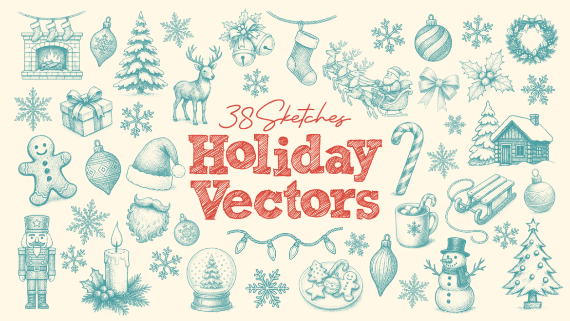 38 Holiday Sketches in Vector Format